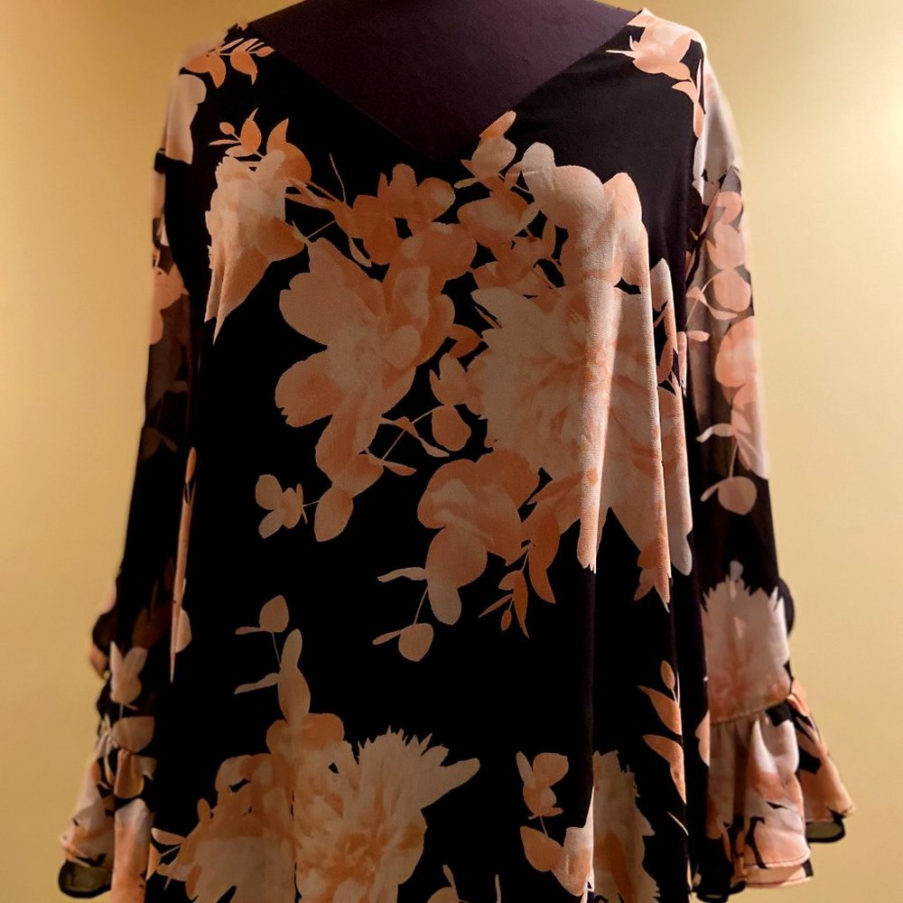 Calvin Klein Floral Chiffon Blouse  Plus Size